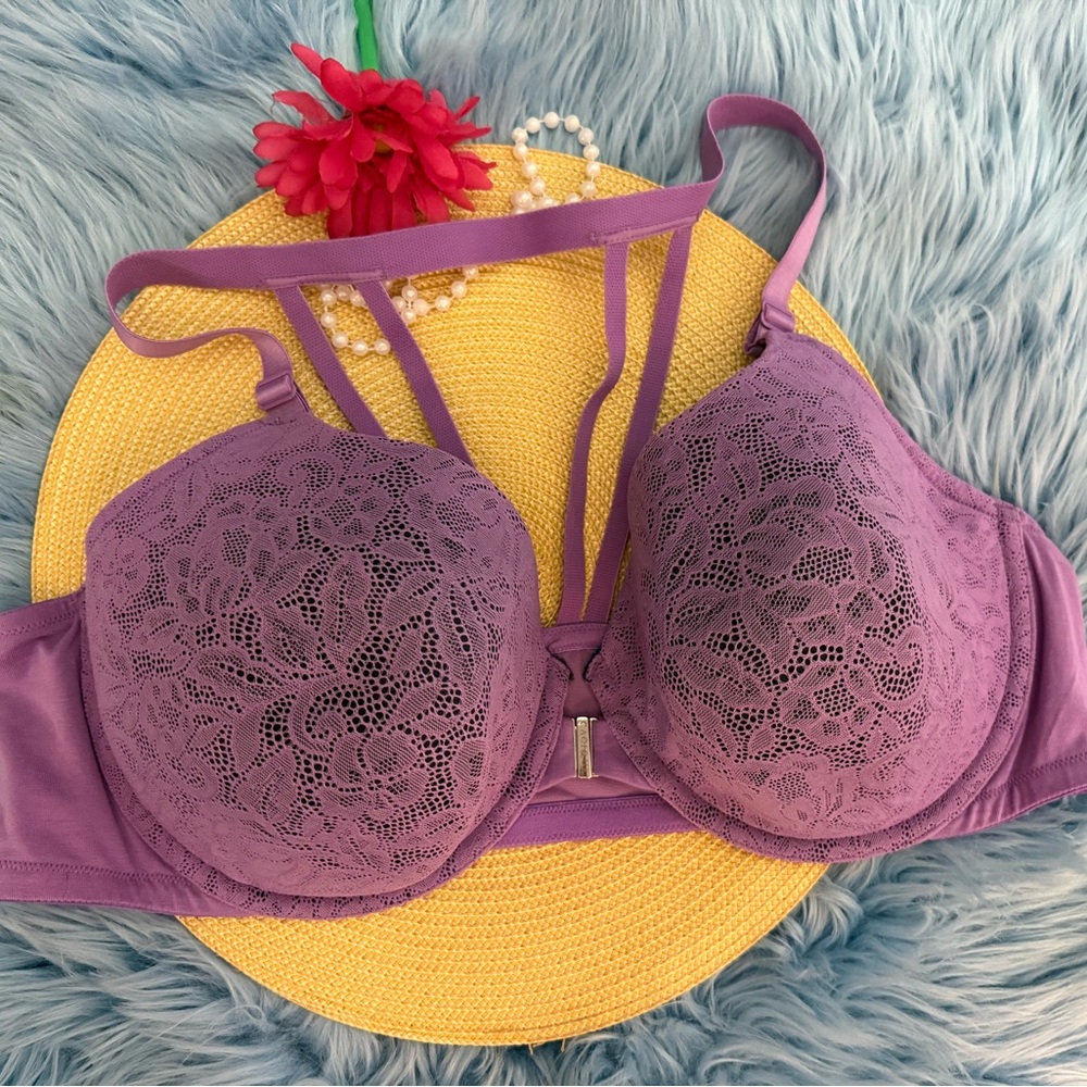 Cacique Lane Bryant Lavender Lace T Shirt Bra 46D